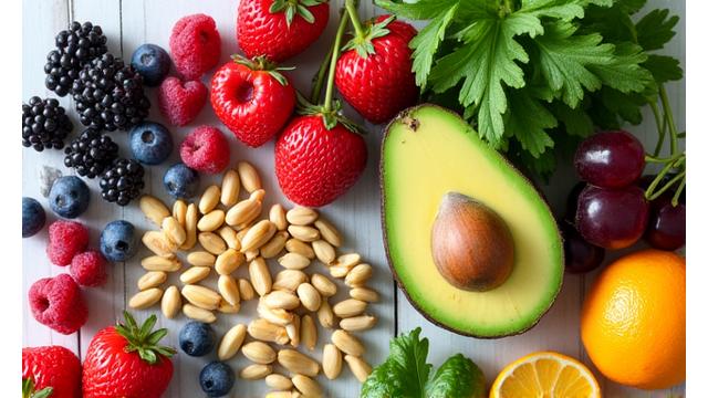 Vibrant, fresh produce artfully arranged, highlighting functional nutrition and wholesome eating.